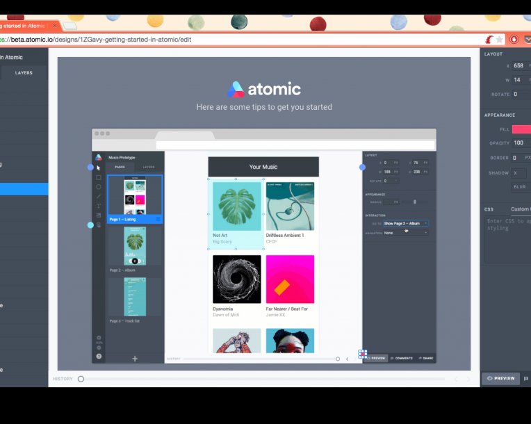 Atomic — прототипирование и контроль версий в окне браузера