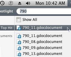 Поиск в Google Bookmarks и Google Docs при помощи Spotlight в MacOSX
